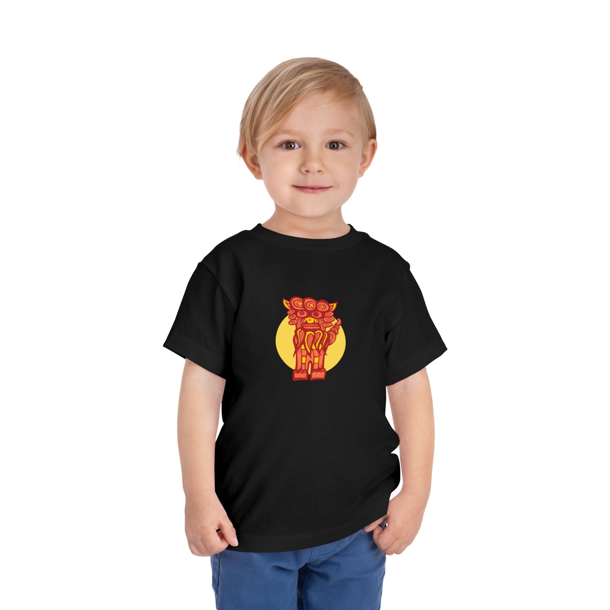 Okinawan Solar Shisa Toddler T-Shirt | Retro Pop Kid’s Streetwear