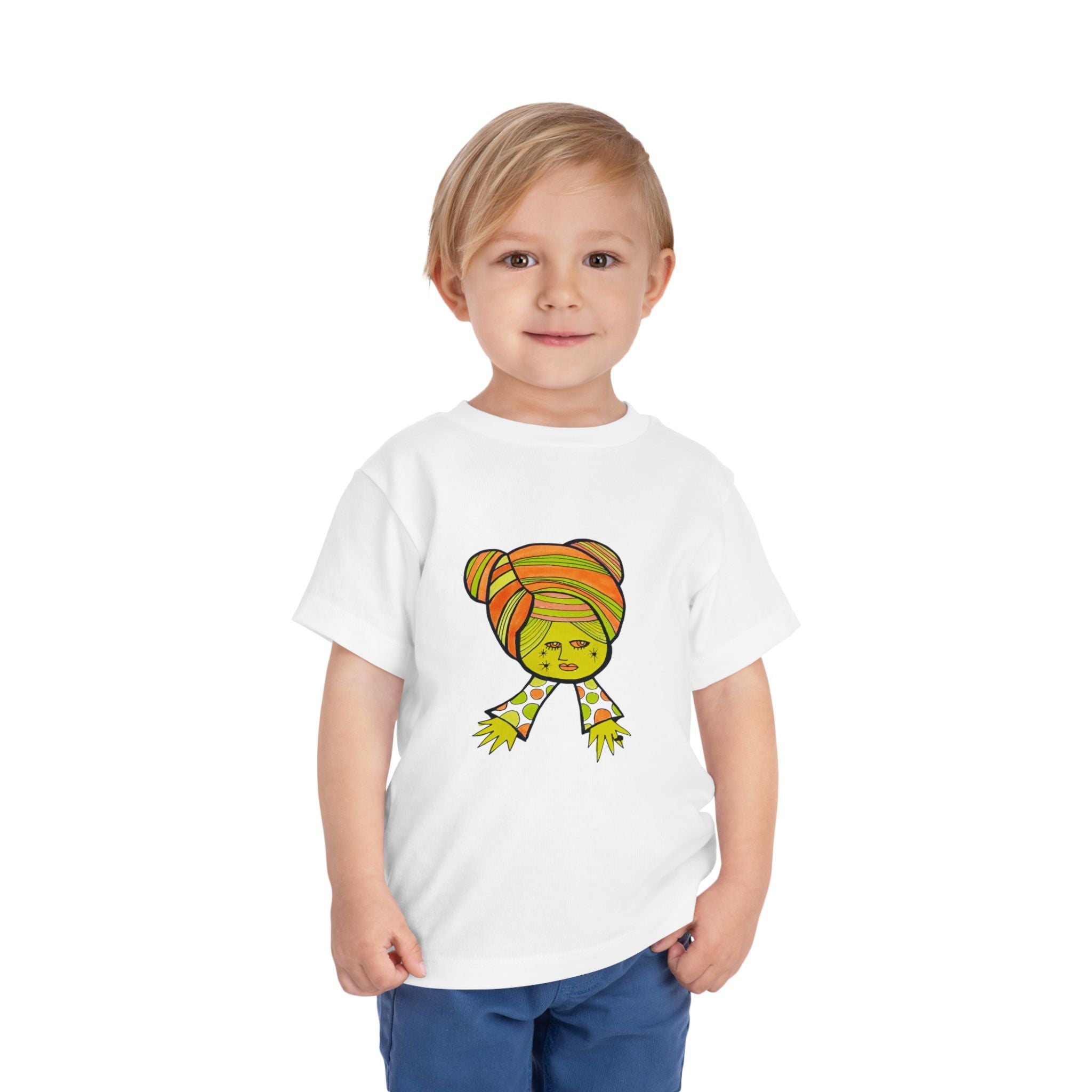 Toddler Tee — Cute Green Turban Baby Illustration
