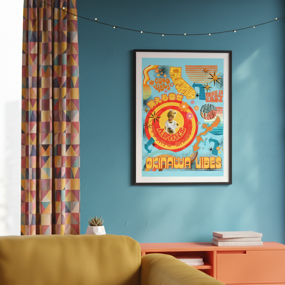 Okinawa Vibes Lucky Cat Poster