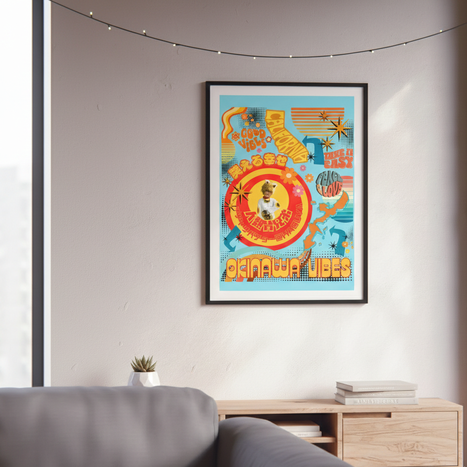 Okinawa Vibes Lucky Cat Poster