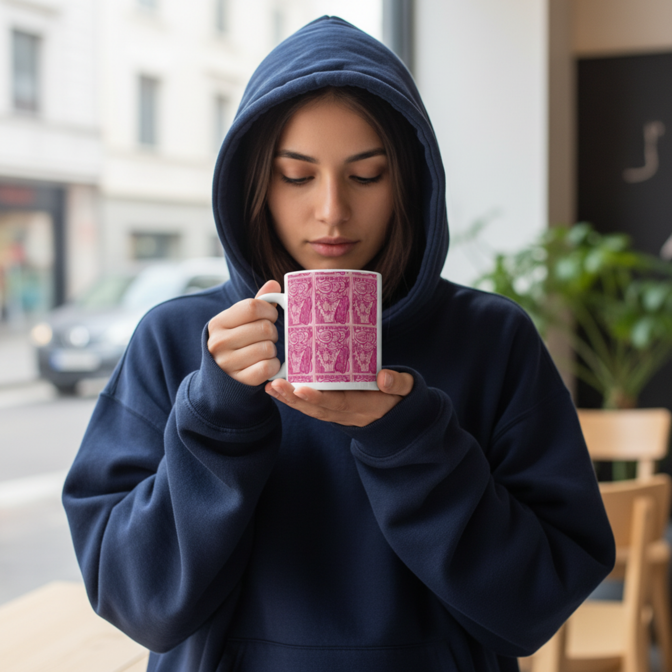 Retro Japanese Aesthetic Mug – Pink Japan Pop Art Coffee Cup
